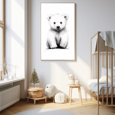 Black and White Bear Canvas